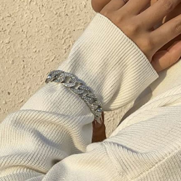 Adjustable Iced Out Cuban Bling Bracelet - Picture 1 of 2